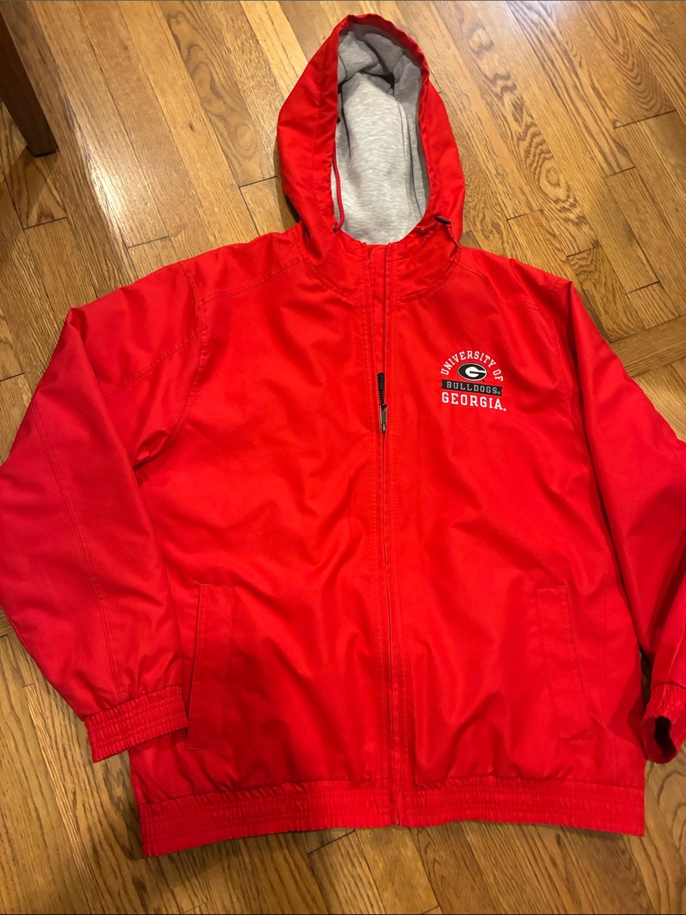 Champion Red Hooded Raincoat with Grey Lining